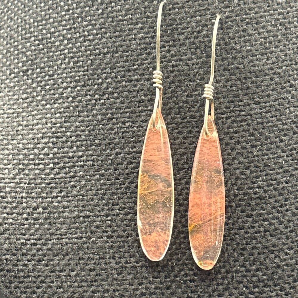 Natural Stone and Sterling Earrings. Strawberry Quartz - pink and clear NEW 2.5”